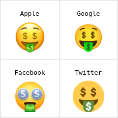 Obličej s penězi na jazyku emodži