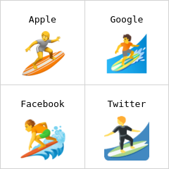 Persoană care practică surfing emoji