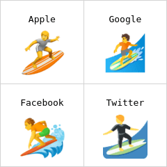 Persoană care practică surfing emoji