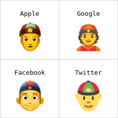 Mies ja kiinalainen hattu emojit