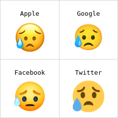 Smutna twarz z wyrazem ulgi emoji