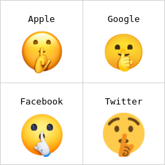 Rosto fazendo sinal de silêncio emoji