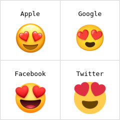Nakangiti nang may hugis-pusong mga mata emoji