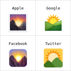 Soleil levant derrière les montagnes emojis