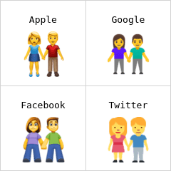 Lelaki dan wanita berpegangan tangan Emoji