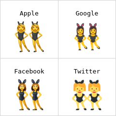 Kobiety z uszami królika na przyjęciu emoji