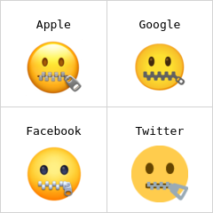 Visage avec bouche fermeture éclair emojis