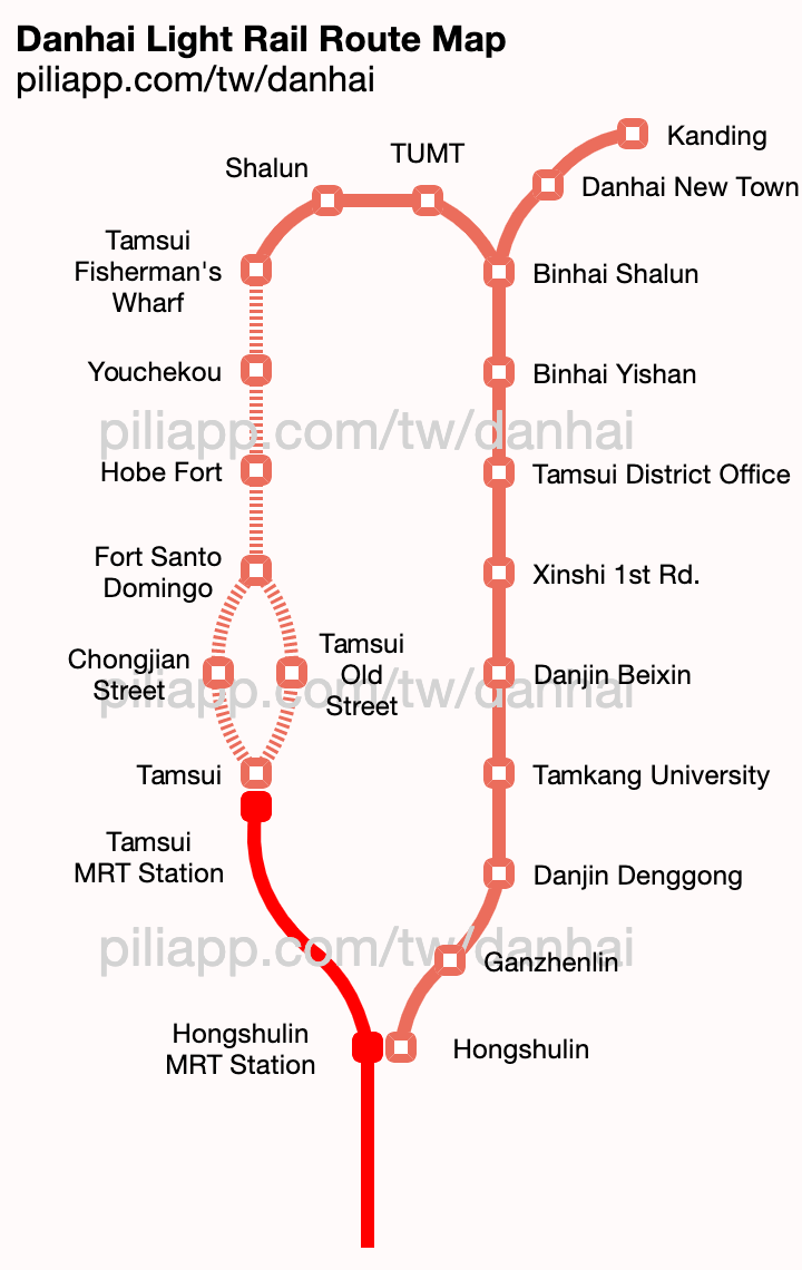 Danhai Light Rail Route Map